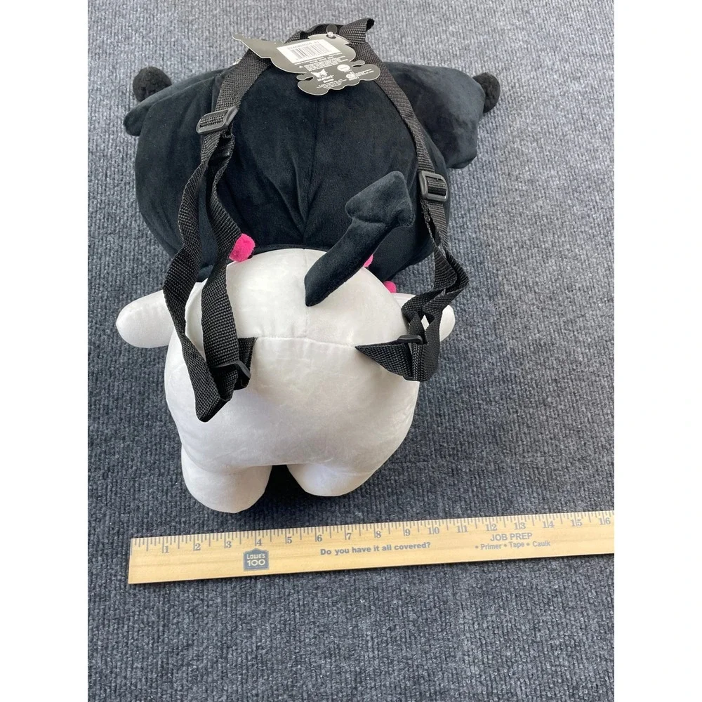 Sanrio Kuromi Plush Backpack 15 Inch Black White Pink Kawaii Character Bag NEW